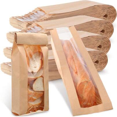 50 قطعة أكياس خبز مستطيلة، أكياس تغليف خبز بقاقيت شفافة، حاويات متعددة الاستخدامات للتوصيل، قابلة للإغلاق بالضغط، مناسبة لتخزين في الفريزر، للخبز والتوست والكرواسون والبسكويت والوجبات الخفيفة