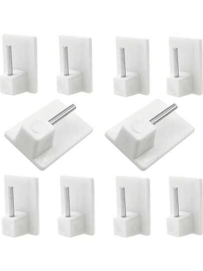 Crochets de rideaux auto-adhésifs - Crochets en plastique sans perçage, dos adhésif puissant, design moderne, convient pour les rideaux, tringles à rideaux, décoration d'intérieur (usage résidentiel et commercial), crochets de rideaux