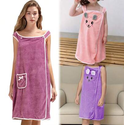 Set familiar de toallas de baño de 2 piezas: 1 toalla de baño adulto + 1 toallas de baño infantiles