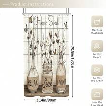 Set de perdele de duș retro cu fluture și sticlă, 1/3/4 buc, accesorii impermeabile și rezistente la uzură, cu 12 cârlige - include husă pentru scaun de toaletă, covorașe de baie și covoare - țesătură din poliester antiderapantă - lavabilă - perfectă pentru decor de sărbători, decor pentru casă/dormitor/casă/vest, decor de Crăciun