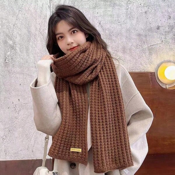 2025 New Autumn/Winter Red Scarf For Women, Knitted Warm Neck Warmer, Versatile High-Quality Gift, Korean Style