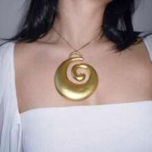 Chunky Golden Spiral Necklace For Women - Layered Coil Choker, Adjustable Statement Chain Jewelry Gift - Gold Plated - View 2