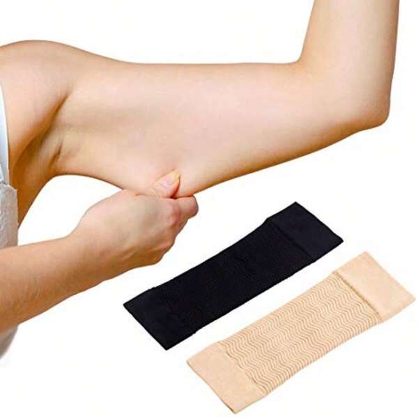 1 par de mangas elásticas para todas las estaciones, de tela de punto, mangas de compresión adecuadas para ejercicios de fitness y yoga, ayuda universal para tonificar los brazos