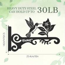 1pc 10-Inch Metal Plant Hanger - Decorative Wall Mount Rack With Bird Design, Suitable For Indoor And Outdoor Use - Hanging Bracket For Plants, Flower Baskets, Bird Feeders, Lanterns - Patio, Garden, Home Decor - Black - View 2
