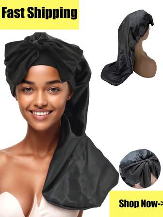1pc Long Satin Bonnet Silk Bonnet Hair Bonnet For Sleeping, Long Braids Bonnets, Reusable Adjusting Hair Care Wrap Cap Sleep Aaps For Women Halloween.