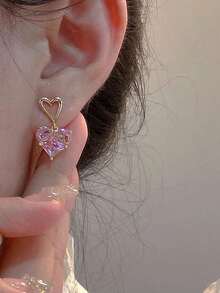 Andkiss Heart Drop Earrings - Multicolor - View 3