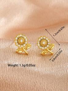 1 Paar zarte, elegante Blumen-Ohrstecker mit Zirkonia-Pavé, geeignet für Teenager, exquisiter Straßen-Party-Glamour-Schmuck als Geburtstagsgeschenk für Freunde