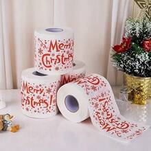 1/5-pak świątecznych rolek papieru toaletowego, z motywem Świętego Mikołaja, renifera i choinki, miękki papier, bezpyłowy, opakowanie zbiorcze, 2-warstwowy, do dekoracji świątecznych i na imprezy