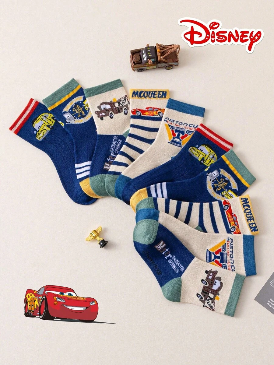 Disney 10/5 正品汽车圣诞节儿童袜子新年厚款礼品袜男童冬季袜子卡通汽车圣诞新年动画袜子男童袜子家居袜创意礼品袜儿童袜子