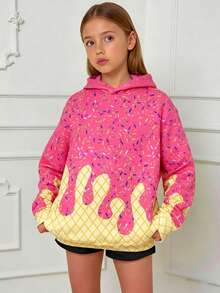Youth/Kids Ice Cream Hoodies Sweatshirts Casual Comfort Tops Autumn Fashion Clothing 2025 Cute Clothes - Hồng - Xem 1