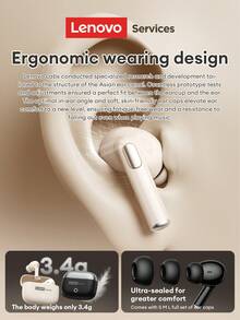 Lenovo LE221 Minimalist Wireless Earphones With Passive Noise Cancellation, HIFI Sound Quality, High-Definition Calls, Noise Cancellation With Microphone, Low Latency, Long Battery Life, Suitable For Gaming, Music, Sports, Compatible With Smartphones And Computers - 粉色 - 查看 5