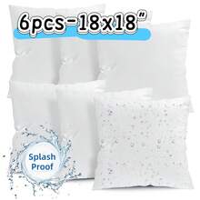 Tomnk Set Of 4/6 White Square Throw Pillows, Couch Pillow, Soft Polyester Fabric, Plush Texture, Ideal For Bed & Couch, Adds Comfort & Modern Style, Decorative Accent Cushions - trắng - Xem 12