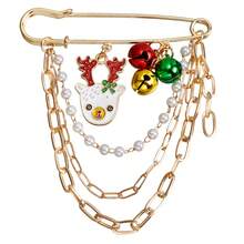 1 Stück Weihnachtsbrosche Legierung Weihnachts-Elch Schneemann Glocke Brosche Kleidung Pin Accessoires Frauen