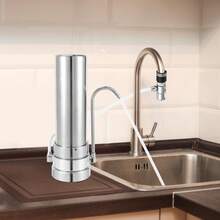 SanBouSi Countertop Filtration System Stainless Steel Countertop Filter Modern Faucet Water Filter Alkaline Water Filter For Home Kitchen Bathroom - Silver - View 8