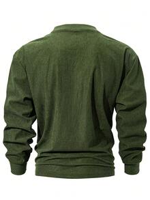 Áo nỉ dài tay nam kiểu retro chất liệu nhung kẻ. - xanh quân đội - Xem 4