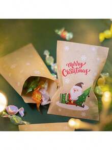24pcs/Set Christmas Envelopes Bags, Gift Bags, Christmas Party Candy Bags, Christmas Card Gift Small Storage Bags, Retro Cartoon Holiday Gift Wrapping Paper Bags - Multicolor - View 5