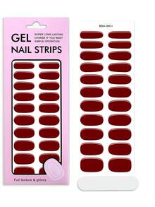 22片装免UV凝胶美甲贴，复古时尚多风格纯色水晶美甲贴纸，酒红色、裸色、紫色、棕色全彩设计，百搭不挑剔，低过敏性，易于粘贴和卸除，女士和女孩日常通勤、派对、约会、DIY时尚美甲用品 - 酒紅色 - 查看 8