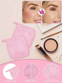 1pcs Makeup Remover Pad With Wrapped Design, Reusable Makeup Remover Towel, Slouchy Makeup Remover Towe - Hot Pink - View 4