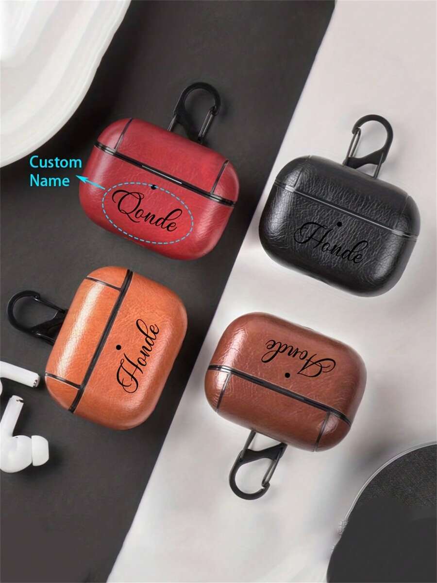 [Tùy chỉnh] Vỏ bảo vệ tai nghe bằng da giả cổ điển sang trọng khắc chữ cá nhân hóa tương thích với Pro 1 2 3 4 Pro 2 - Nhiều màu - Xem 1