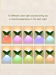 1PC Christmas Gifts Leaf Shaped Wall Light, Motion Sensor, RGB Colors, USB Charging, Battery Model, Perfect For Bedroom, Hallway, Stairs, And Home Decor.