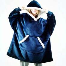 Oversized Wearable Hoodie Blanket, Soft Fuzzy Microfiber & Sherpa Wearable Blanket Sweater With Giant