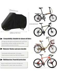 PUBAMALL Funda de Bicicleta - Resistente al Agua y Anti-- Cubiertas de Almacenamiento para Bicicletas de montaña y Carretera - Negro - Ver 12