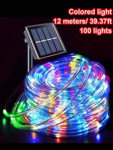 Luces de cadena LED solares impermeables, luces de tubo y cuerda, guirnalda navideña, luces de hadas, iluminación decorativa para exteriores y días festivos - Multicolor - Ver 16