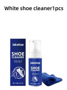 1 pieza Limpiador de zapatos blanco Jakehoe es un agente de limpieza de zapatos portátil, de espuma sin agua, que elimina suavemente las manchas