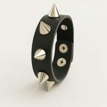 Spike Scene Rock Bracelet Silver Rock 1 Row - 黑色 - 查看 2