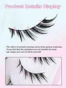 Asiteo 5 对漫画猫眼狐狸眼仿貂皮假睫毛性感睫毛延长化妆 - 黑色 - 查看 2