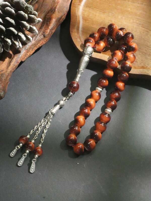 1pc Glass Bead Rosary Beads, 33 Beads Prayer Bracelet