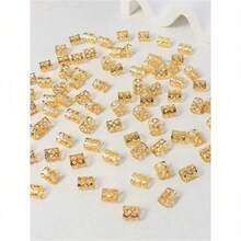 60pcs Gold Dreadlock Beads, Punk Street Hip Hop Festival Women Hair Accessories, Braided Hair Clips, Dreadlock Decorations, Halloween Costume Hair Accessories - 金色 - 查看 9