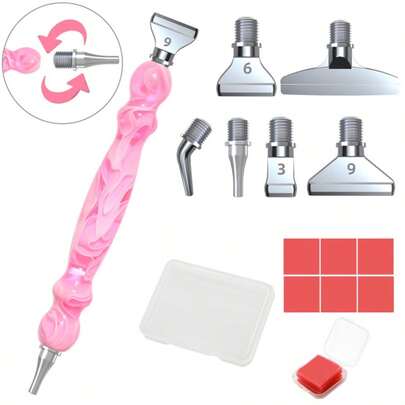 1 zestaw, zestawy pisaków do malowania diamentami, metalowe końcówki wymienne, gwintowane główki pisaków, narzędzie do zdobienia paznokci, 5D akcesoria do malowania diamentami, narzędzia do majsterkowania