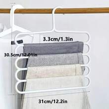 Bathroom Organization And Storage (5pcs)Clothes Hanger Set Household Trousers Scarf Storage Multilayer 5 Layers Storage Rack Pants Hangers Clothes Hanger Trousers Hanger Hangers For Closet Organizer(White) - 白色 - 查看 9