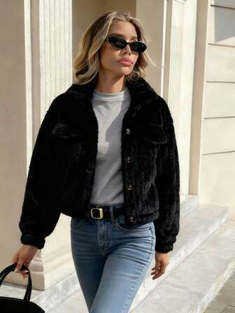 Winter Solid-Coloured Jacket Thickened Warm Long-Sleeved Cotton Jacket Cold Weather Clothing Fashion Classic Korean Style