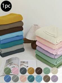 1 pieza Manta de punto verde sólido para bebé, diseño minimalista clásico, súper suave, cálida, ligera, manta decorativa estacional, adecuada para siesta, camping, viaje y decoración del hogar/oficina - Sin electricidad, sin plumas, hipoalergénica, fácil de cuidar, rosa, gris, azul, morado, decoración de otoño, decoración de habitación, vuelta al colegio, útiles escolares