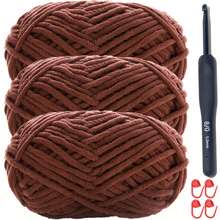 Bộ 3 sợi len ấm 150g, bao gồm dụng cụ đan và bút đánh dấu màu, len dày vừa tự làm thủ công, cuộn len Ice 50g/50m, dùng để đan khăn quàng cổ, giày dép, khăn choàng, áo len, búp bê, v.v. (Bút đánh dấu màu ngẫu nhiên) - Nhiều màu - Xem 38
