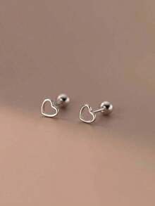 1 Pair Delicate And Unique Hollow Heart Stud Earrings For Women – Screw Back Design Ideal For Cartilage Piercings – Lightweight, Comfortable, And Stylish Jewelry Perfect For Daily Wear, Parties, And Special Occasions - 黃金 - 查看 1