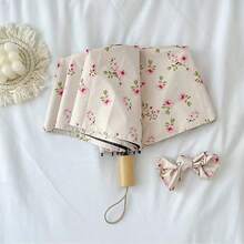 Compact Ditsy Floral Umbrella, Foldable Dual Use Parasol & Rainwear