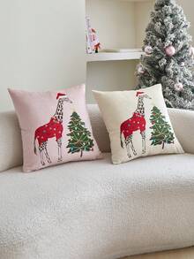 1 Stück Weihnachts-Hirsch bestickter Plüsch Kissenbezug, geeignet für Wohnzimmer, Sofa, Schlafzimmer, Partys und verschiedene Umgebungen, ganzjährig verwendbar