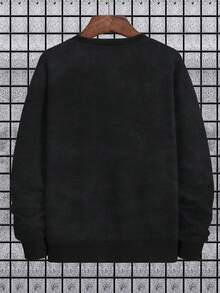 350g Pure Cotton Unisex Sweatshirt, Long-Sleeved Sweatshirt For Autumn And Winter, Men's Street Casual Style, Unique Print, Warm And Comfortable, Christmas Hoodie, Autumn Men's Wear, Y2K Style Men's Clothing - Black - View 2