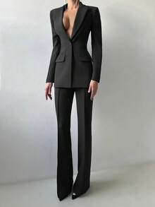 Women's Autumn/Winter Suit Jacket And Pants 2 Pieces Set