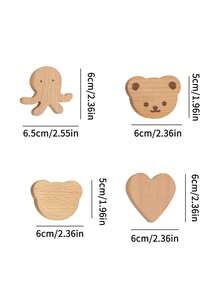 1pc Creative Cartoon Animal Shaped Wooden Cabinet/Drawer Pull Handle, Suitable For Various Cabinets, Wardrobes, Nightstands, Decorative Cabinets, Drawers, Adorable Design Adds Fun To Cozy Rooms, Ideal For Baby Showers, Home Decor, And Gifts - Multicolor - View 8