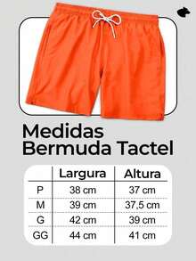 Short Praia Masculino Tactel "PRAIA DE TUBARÕES COM SURFISTAS" Bermuda Verão Rápida Secagem Confortável Estilo Mauricinho - Laranja - Visão 2