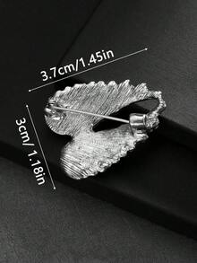 1pc Fashion European Style Angel Wings Rhinestone Decor Brooch Pin, Unisex - 銀色 - 查看 3