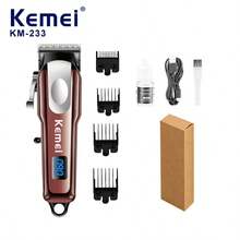 Kemei 1pc Rechargeable Electric Hair Clipper For Men, Precision Adjustable, Professional Cordless Beard Trimmer With Adjustable Comb