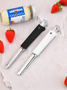 1pc Adjustable Stainless Steel Jar & Bottle Opener With Soft Rubber Grip - Ergonomic Design For Easy Lid Removal, Perfect For Pickles, Cans, And More - Ideal For Seniors And People With Low Strength, Jar Opener