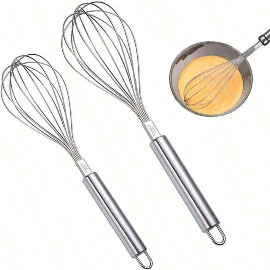 3 - Piece Stainless Steel Whisk Set, Durable Hand Mixers With Sturdy Handles For Blending, Whisking, Beating Eggs, Batters, Sauces And More In Baking And Cooking