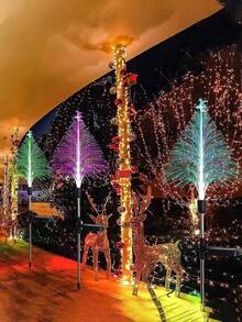 2/3/4pcs Solar Garden Lights, Outdoor LED Waterproof Jellyfish Fiber Optic Lamps, Garden Lawn Lights, For Garden Atmosphere Decoration, Home Decor/Garden Decor, Yard Decoration, Christmas Decoration, Party Gifts