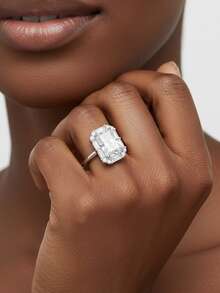 1pc Women's Wedding Ring, Sparkling Elegant Ring, 2.4g 925 Sterling Silver, 2 Carat Moissanite, Bohemian Palace Style, Luxury Engagement/Wedding/Anniversary/Valentine's Day Gift, Comes With Moissanite Certificate And Exquisite Gift Box - Silver - View 6